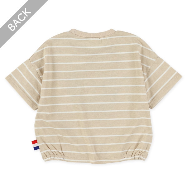 5分袖ボーダーマリンワイド半袖Tシャツ