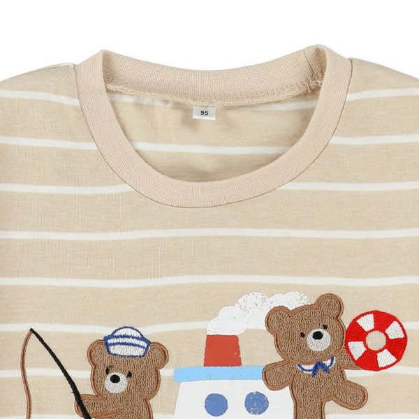 5分袖ボーダーマリンワイド半袖Tシャツ