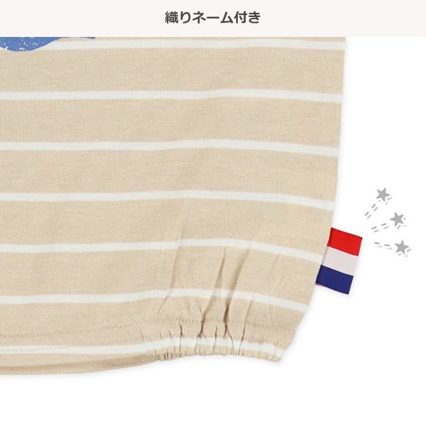 5分袖ボーダーマリンワイド半袖Tシャツ