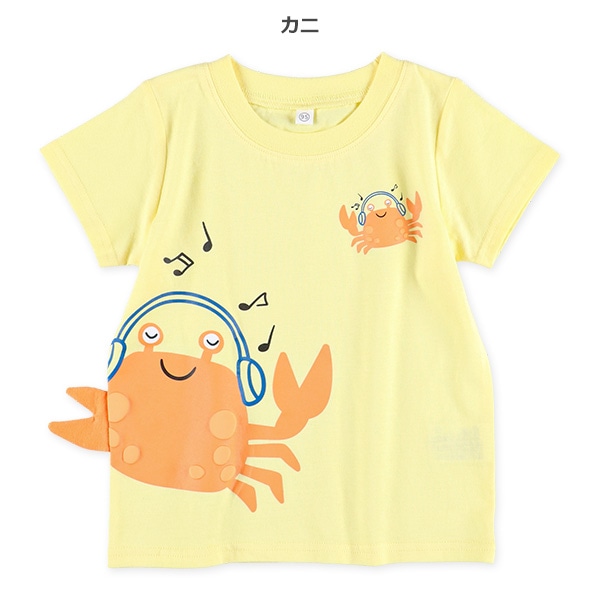 カニ・サメはみ出し半袖Tシャツ