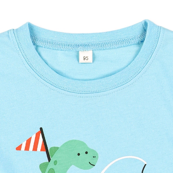 デザインポケット付き恐竜ドロップショルダー半袖Tシャツ