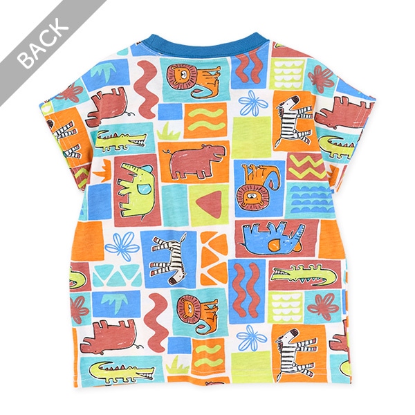 アニマル総柄ドロップショルダー半袖Tシャツ