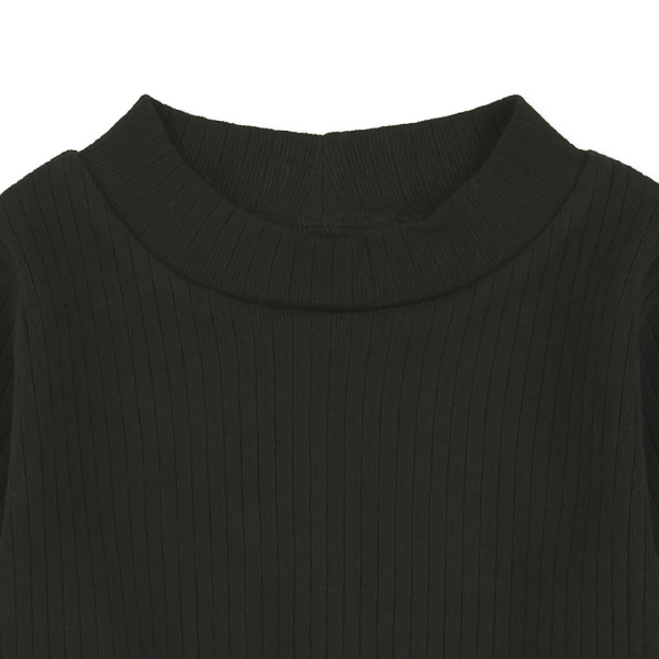 リブハイネック長袖Tシャツ