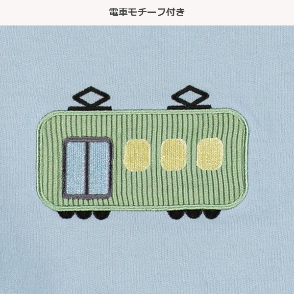 ミニ裏毛異素材電車モチーフトレーナー