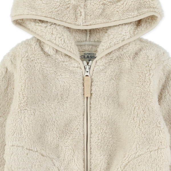 無地フリースくま耳フード付きジャケット