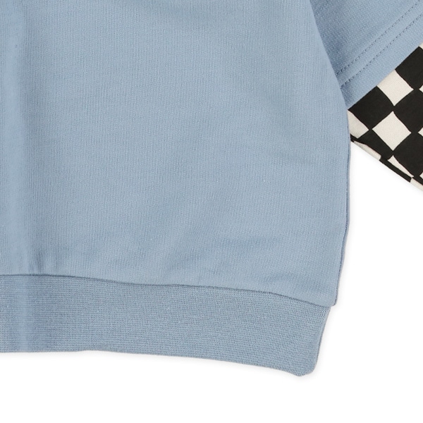 裏毛袖チェックレイヤード風長袖Tシャツ