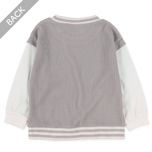 ワッフルリブラインレイヤード風長袖Tシャツ