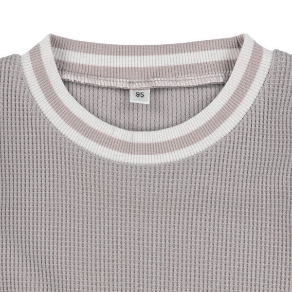 ワッフルリブラインレイヤード風長袖Tシャツ