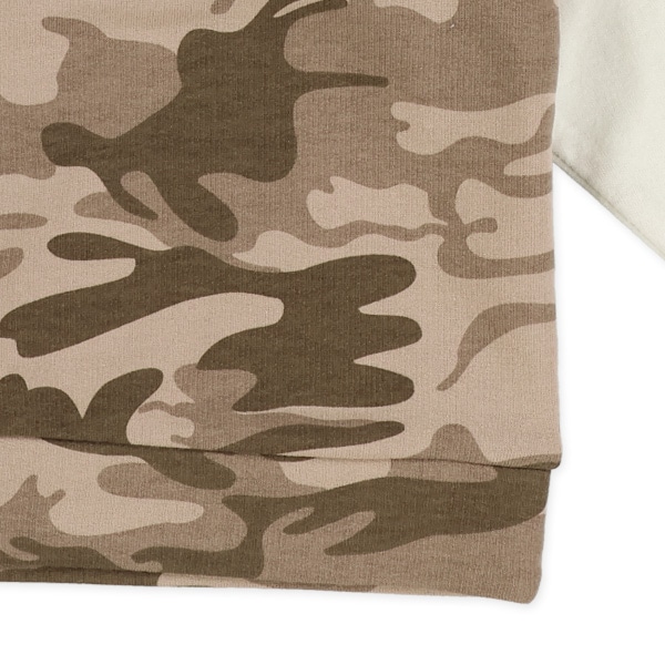 ミニ裏毛総柄レイヤード風長袖Tシャツ