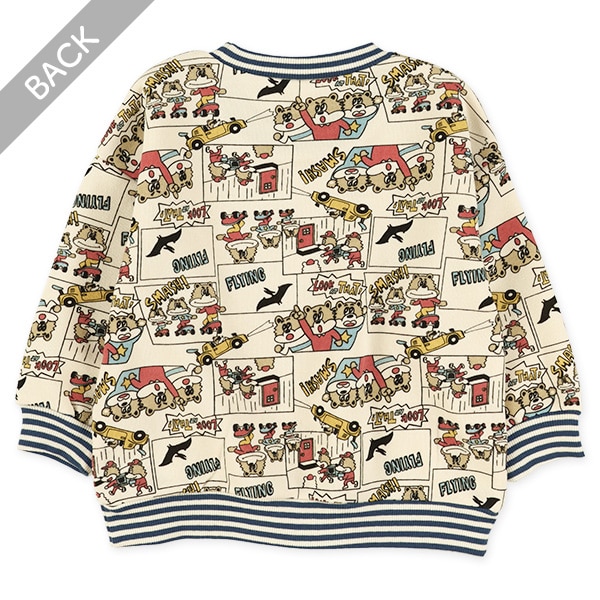 裏起毛くまアメコミ総柄トレーナー