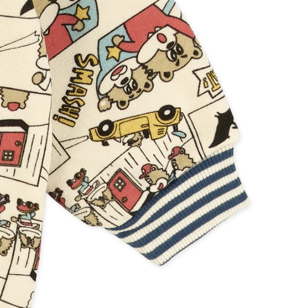 裏起毛くまアメコミ総柄トレーナー