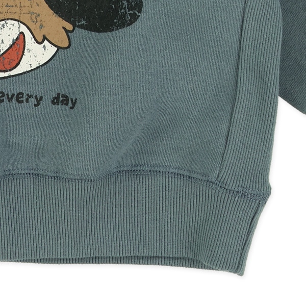 裏起毛いぬヴィンテージ風脇リブトレーナー