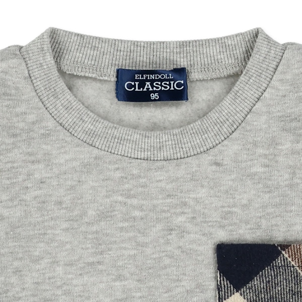 裏起毛チェックポケットトレーナー