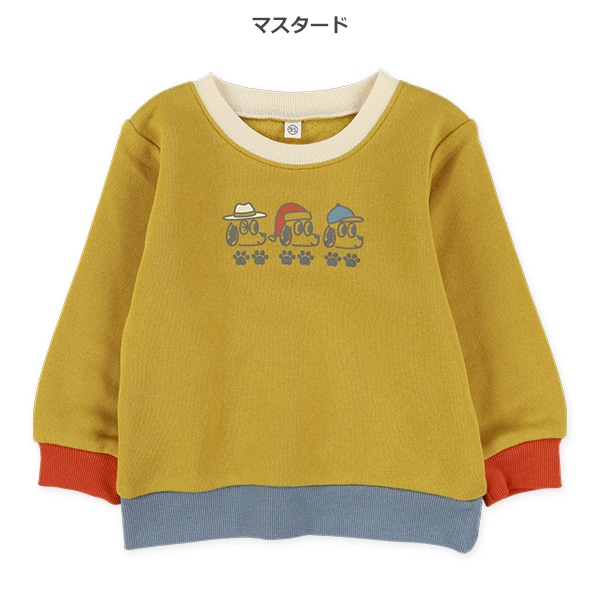 裏起毛リブ配色いぬワイドトレーナー