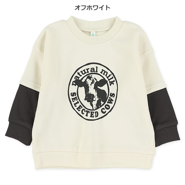 裏起毛袖レイヤード風トレーナー