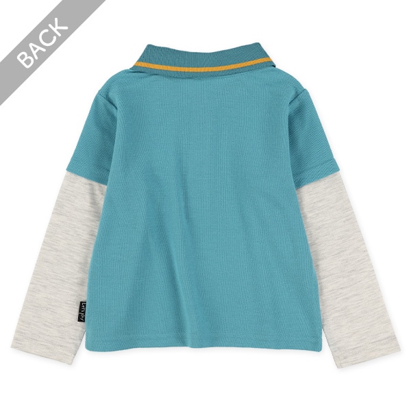 レイヤード風長袖ポロシャツ