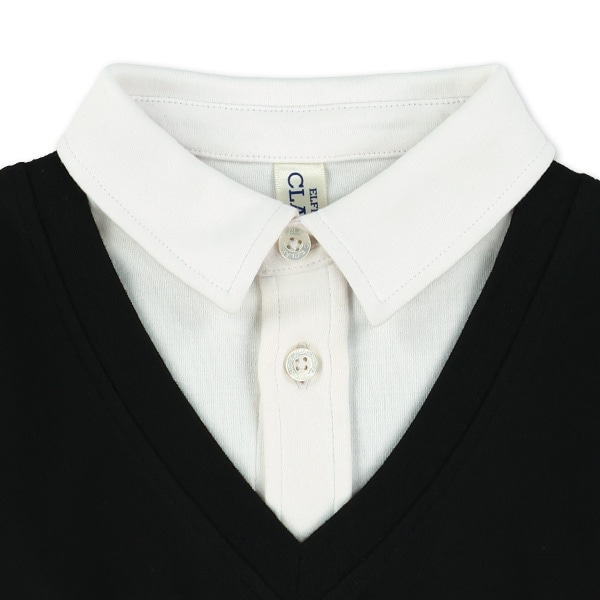 ベスト切り替え風長袖ポロシャツ