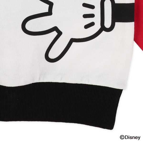 裏毛総柄・ハグプリント薄手トレーナー（ミッキーマウス）