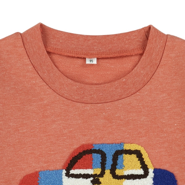 裏毛ブロックくるまサガラ刺繍薄手トレーナー