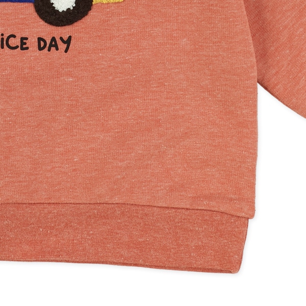 裏毛ブロックくるまサガラ刺繍薄手トレーナー