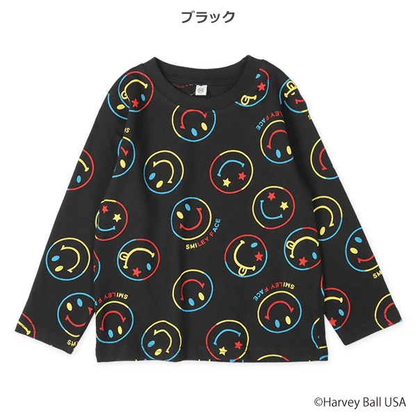 スマイルフェイス総柄長袖Tシャツ | 西松屋オンラインストア
