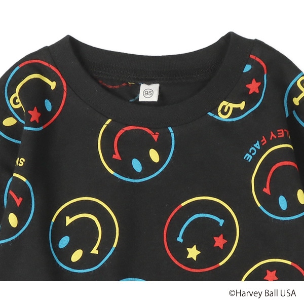 スマイルフェイス総柄長袖Tシャツ | 西松屋オンラインストア