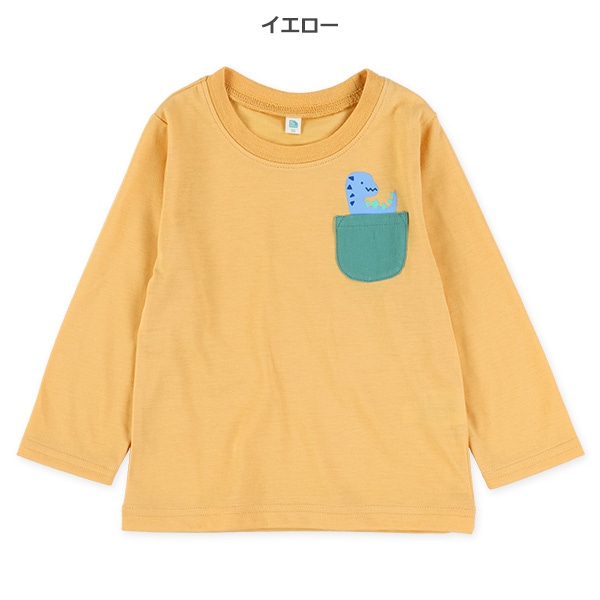 アニマルプリントポケット付き長袖Tシャツ