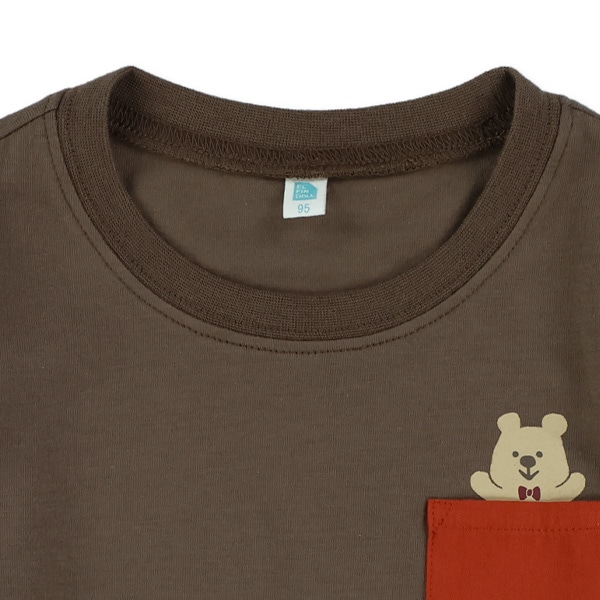 アニマルプリントポケット付き長袖Tシャツ