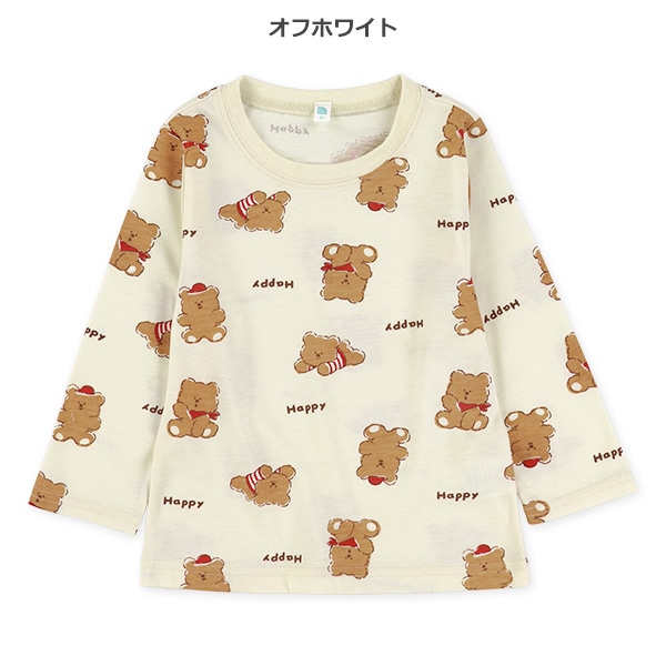 くまロゴ総柄プリント長袖Tシャツ