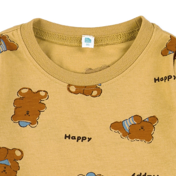 くまロゴ総柄プリント長袖Tシャツ