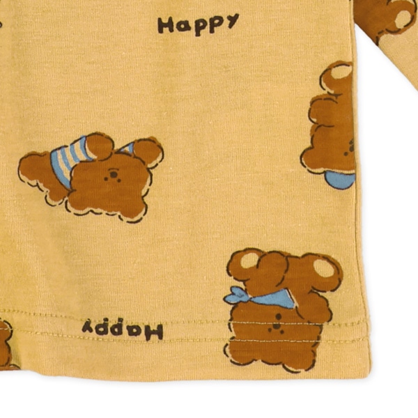くまロゴ総柄プリント長袖Tシャツ