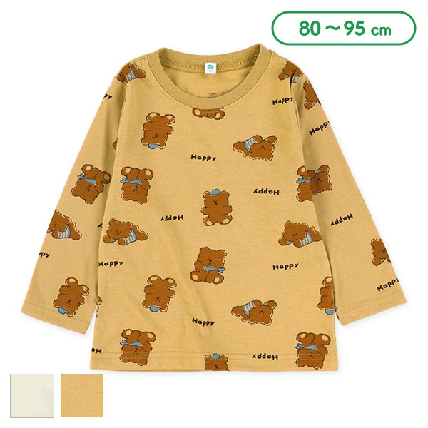 くまロゴ総柄プリント長袖Tシャツ