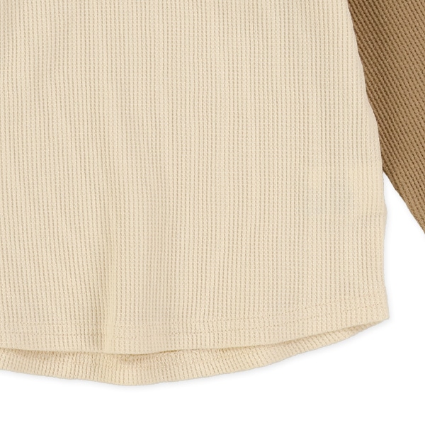 ワッフル袖配色長袖Tシャツ