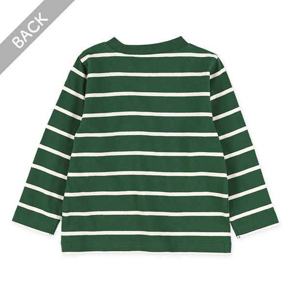 先染めシングルボーダー長袖Tシャツ
