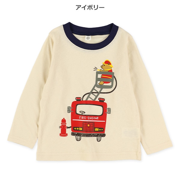 くま消防車長袖Tシャツ