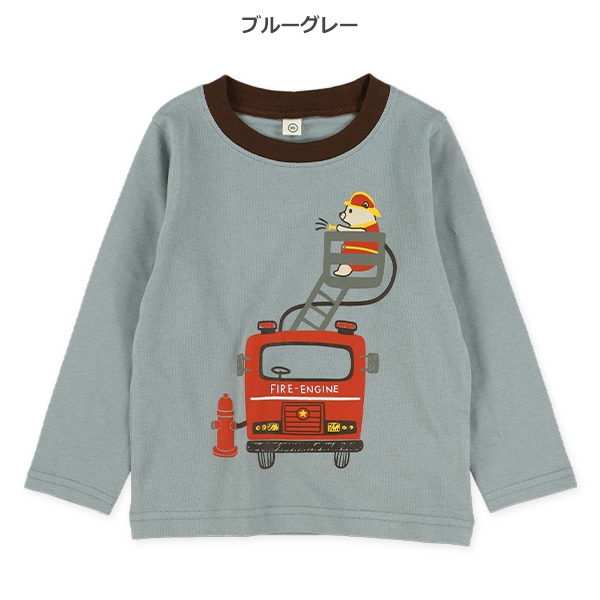 くま消防車長袖Tシャツ