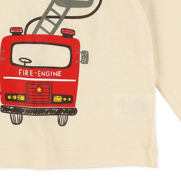 くま消防車長袖Tシャツ