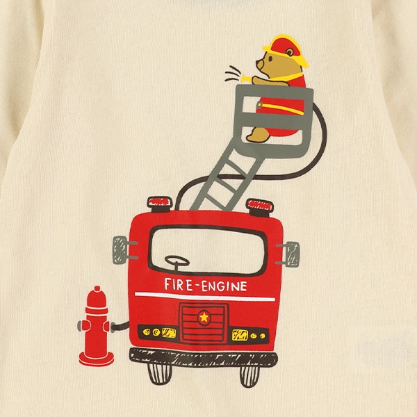 くま消防車長袖Tシャツ