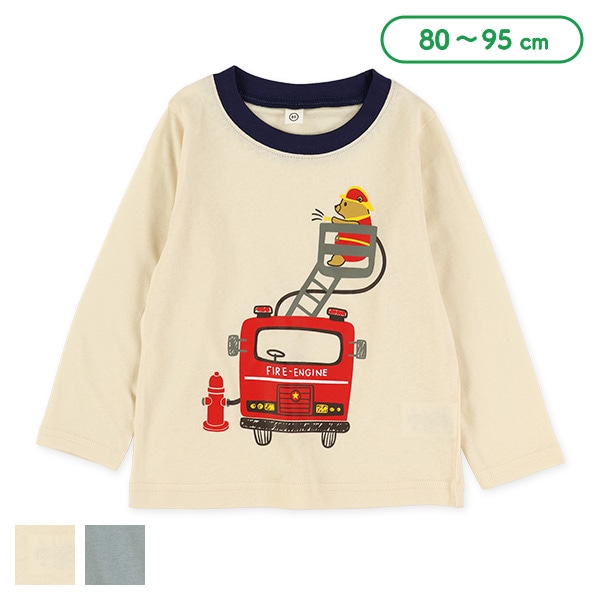 くま消防車長袖Tシャツ