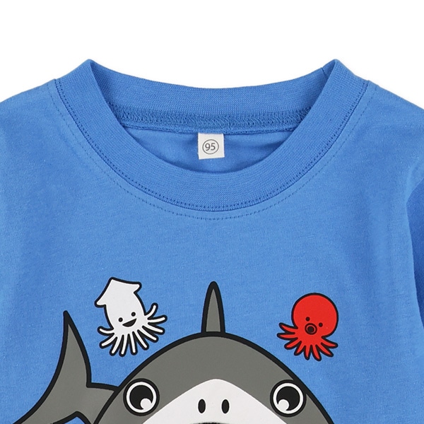 タコ・サメプリント長袖Tシャツ