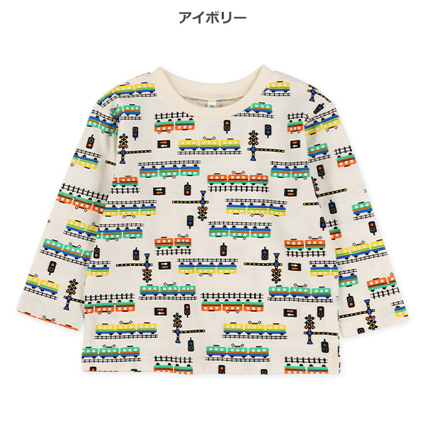 くるま・電車総柄長袖Tシャツ
