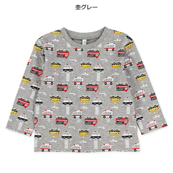くるま・電車総柄長袖Tシャツ
