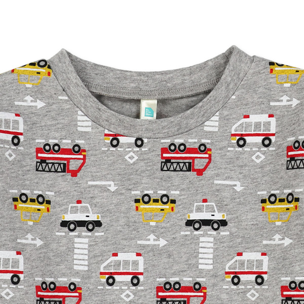 くるま・電車総柄長袖Tシャツ