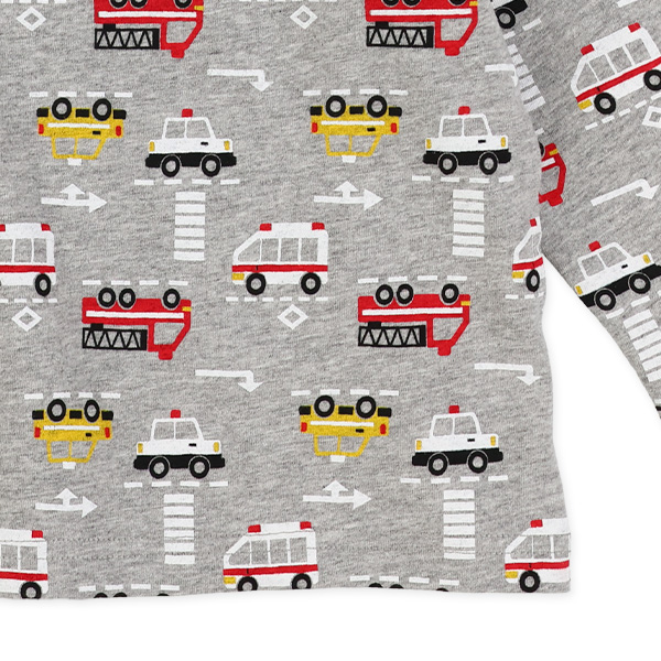 くるま・電車総柄長袖Tシャツ