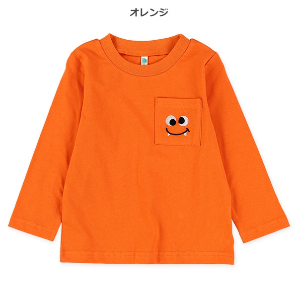 ポケット刺繍長袖Tシャツ（フェイス）