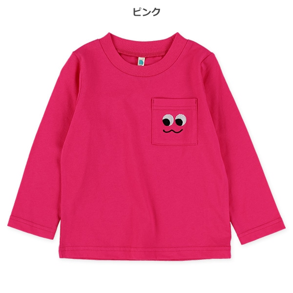 ポケット刺繍長袖Tシャツ（フェイス）