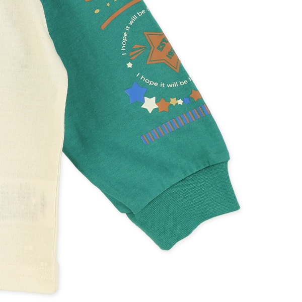 袖ワッペン風ラグラン長袖Tシャツ