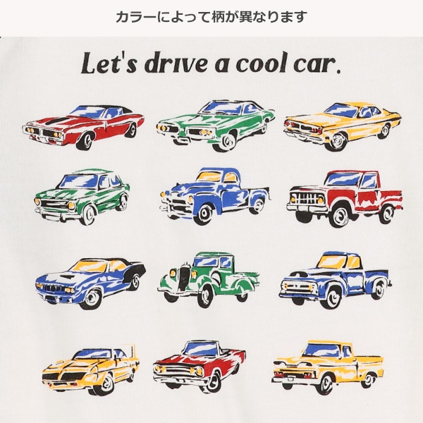 くるまプリントラグラン長袖Tシャツ