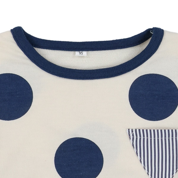ミニ裏毛ポケット付きドット柄長袖Tシャツ