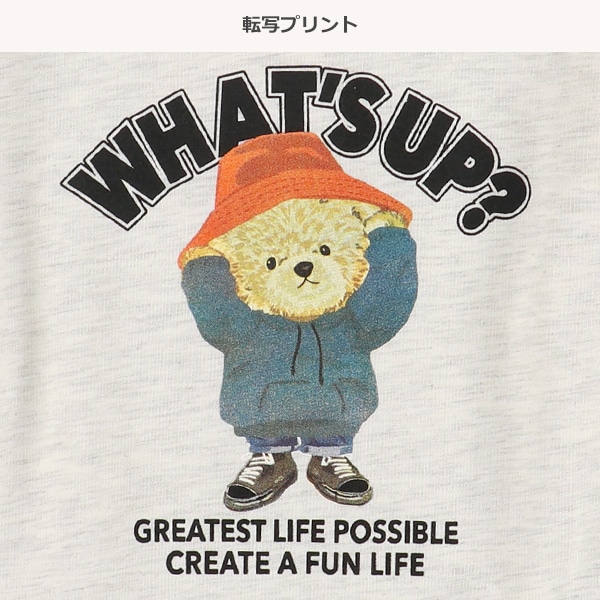 ミニ裏毛くま前後プリントレイヤード風長袖Tシャツ